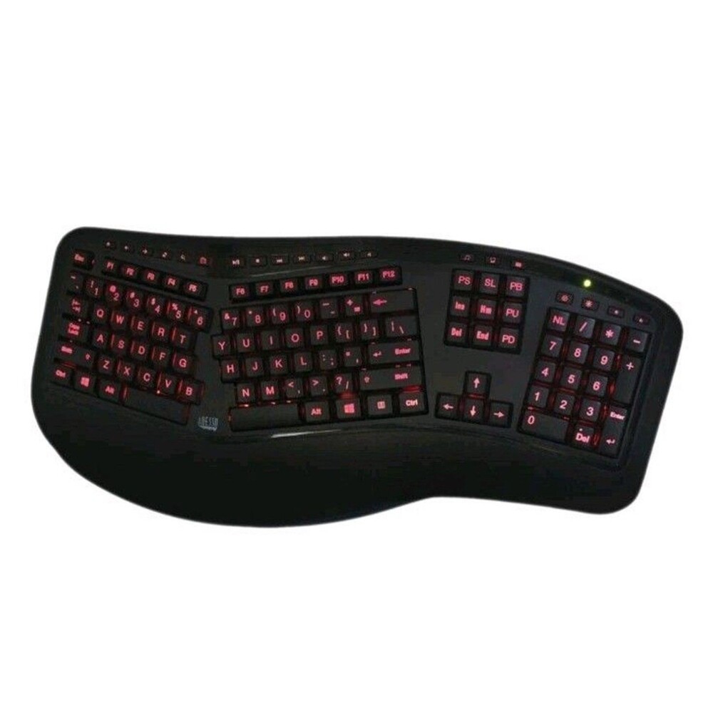 Adesso Desktop Ergonomic keyboard 3-Color Illuminated USB wired AKB-150EB
